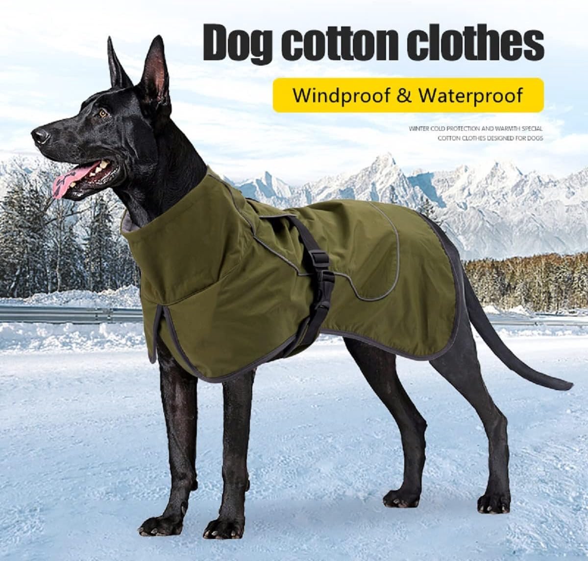 Dog Raincoat - Dog Jacket - Waterproof Winter Dog Coat - Windproof Dog Jacket - Winter Dog Coat - Reflective Strip - Green - Size XXL - Perfect for medium and large dogs