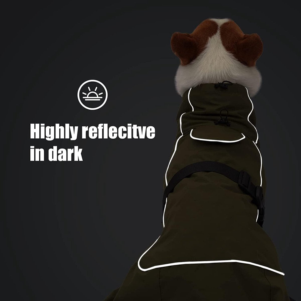 Dog Raincoat - Dog Jacket - Waterproof Winter Dog Coat - Windproof Dog Coat - Winter Dog Coat - Reflective Strip - Black - Size XL - Perfect for Medium-Sized Dogs