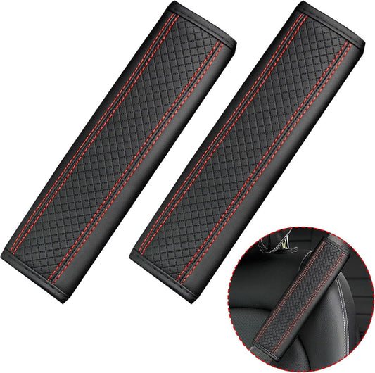 Seat belt protectors - Pack of 2 - Seat belt protectors - Seat belt protectors - Seat belt protectors for adults - Suitable for children's and adult seat belts (black and red)