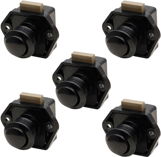 5-Piece Push Button Lock - Push Button for Motorhome - Door Lock - Locking Button for Shutter Door - For Camping, RV, Motorcycle, Caravan - Black
