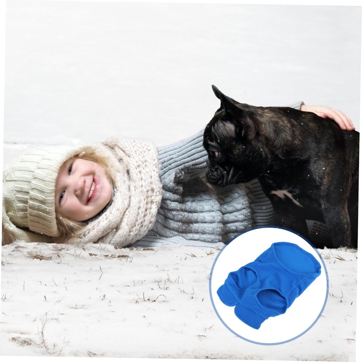 Dog coat - Fleece vest - Dog sweater - Warm winter coat - Pull-on fleece coat - Leash with ring - Perfect for small and medium dogs - Blue - Size M