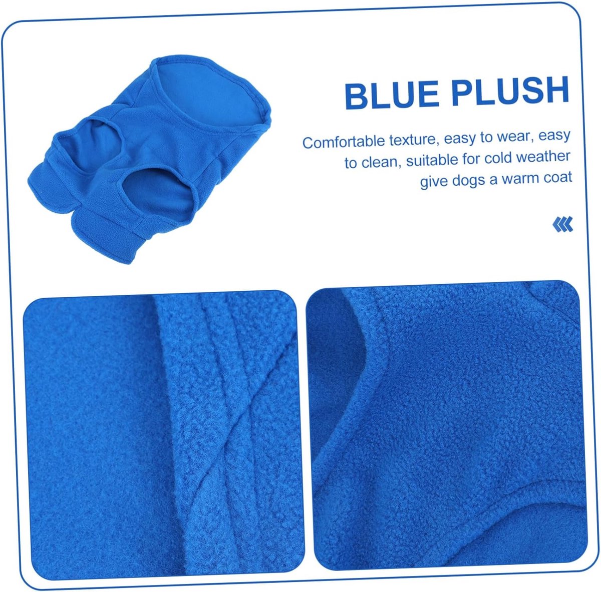 Dog coat - Fleece vest - Dog sweater - Warm winter coat - Pull-on fleece coat - Leash with ring - Perfect for small and medium dogs - Blue - Size M
