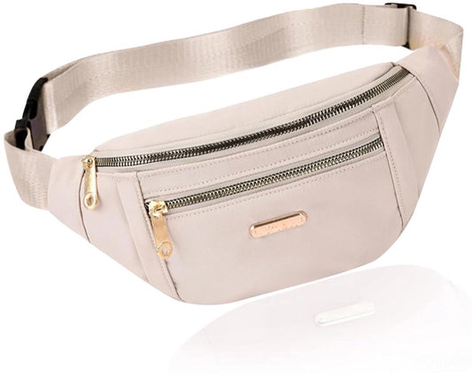 Fanny pack - Travel wallet - Money belt - Fanny pack - Men's and women's fanny pack - Travel - Outdoors - Hiking - Sports - Phone bag - Off-white - Fashion Favorite