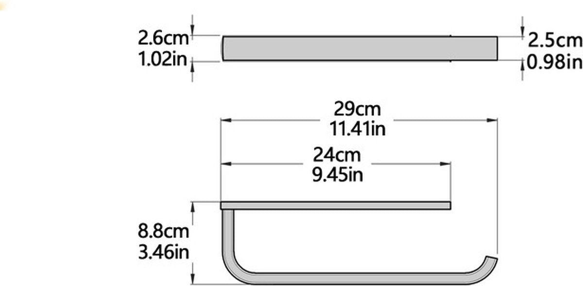 Brushed brass wall-mounted towel rail, 1 piece, for bathroom, 29 cm, bathroom accessory