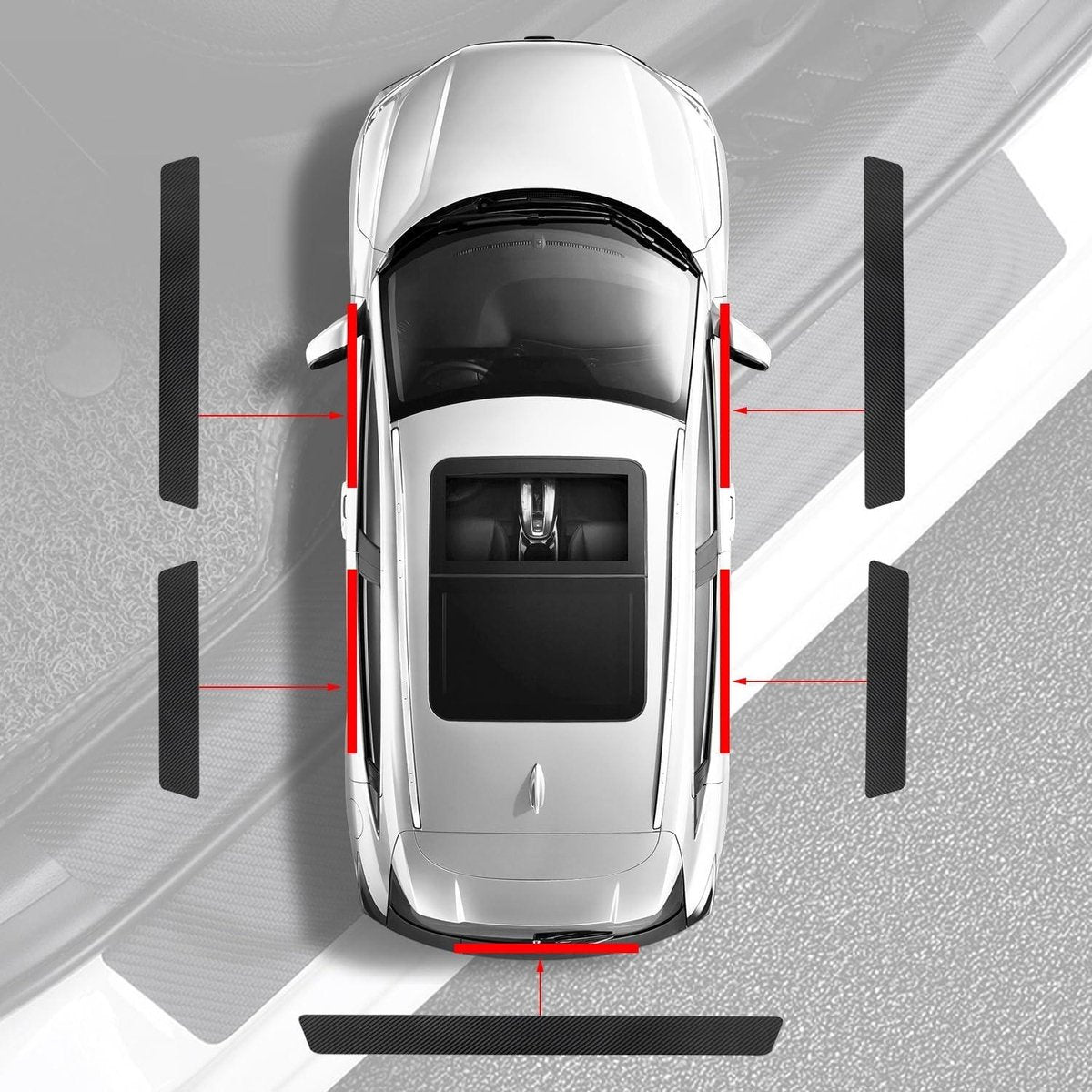 Car Door Sill Moldings - Set of 5, Universal Entry Moldings for SUVs, Anti-Scratch Stickers with Film