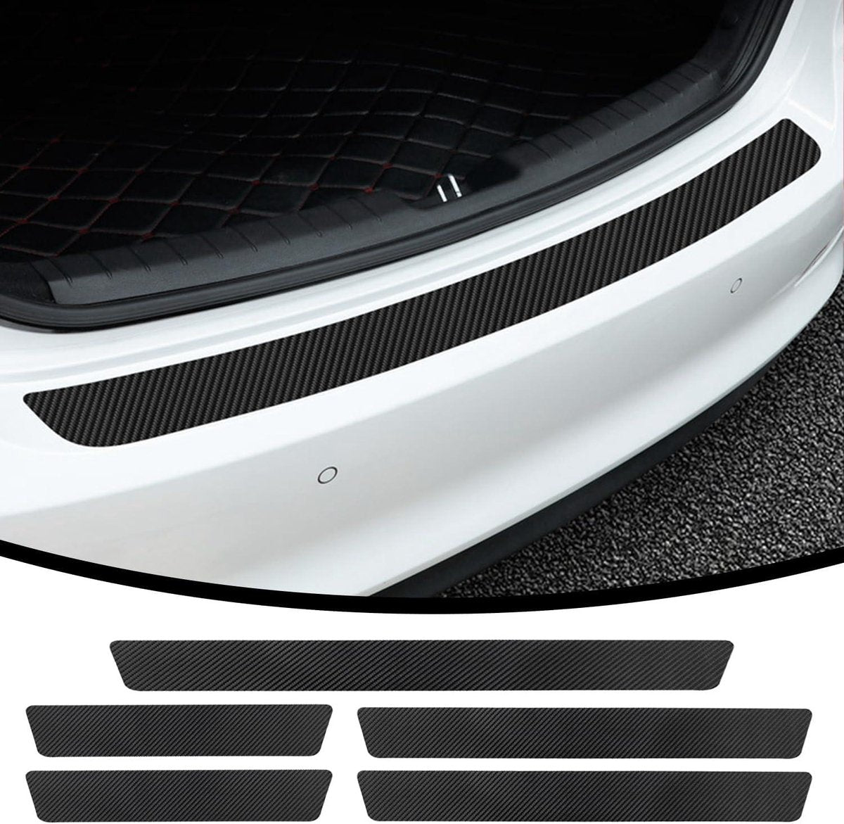 Car Door Sill Moldings - Set of 5, Universal Entry Moldings for SUVs, Anti-Scratch Stickers with Film