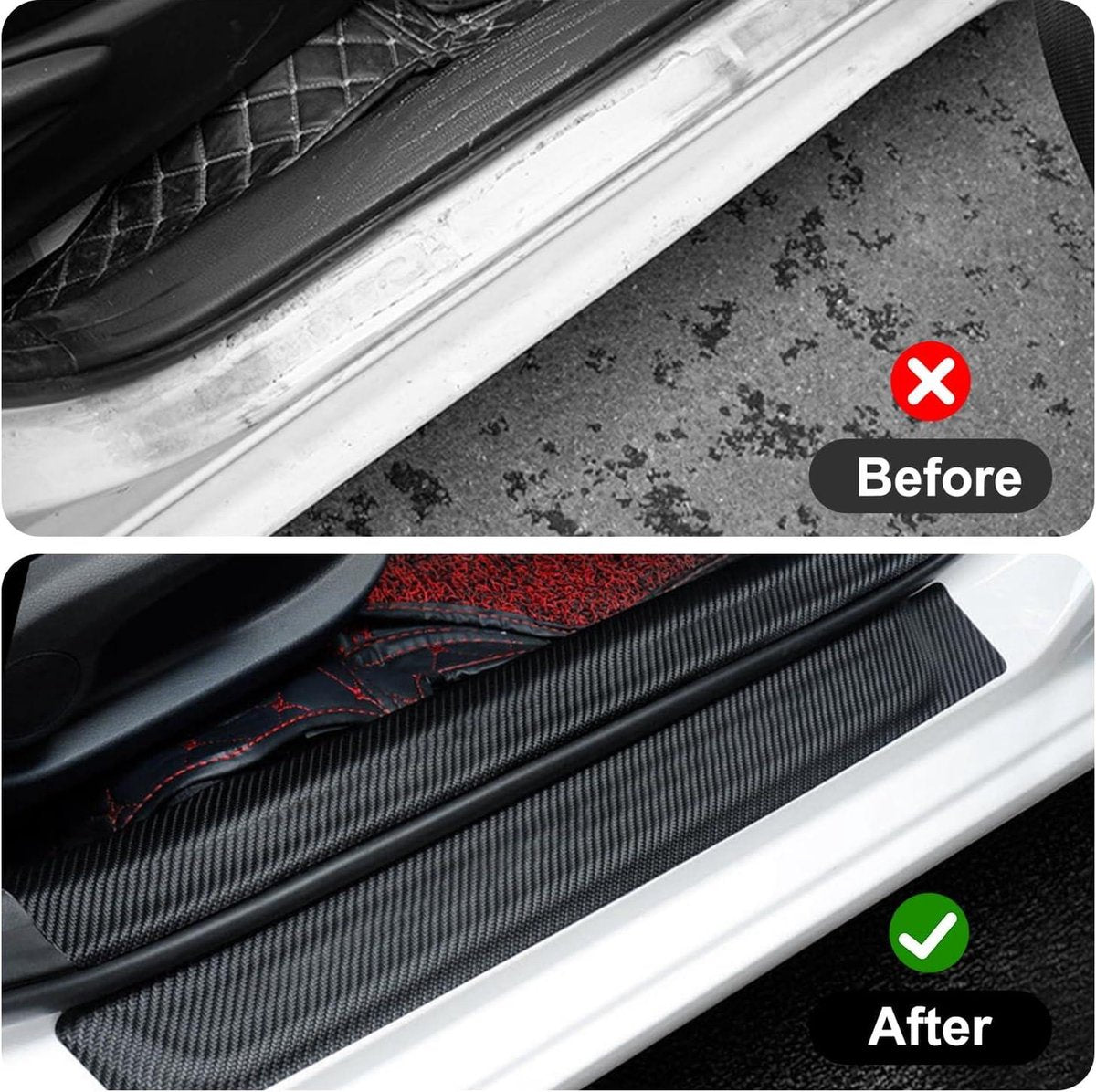 Car Door Sill Moldings - Set of 5, Universal Entry Moldings for SUVs, Anti-Scratch Stickers with Film