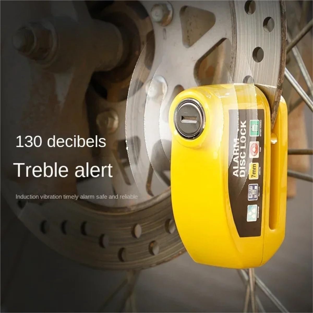 Brake disc lock with alarm - With reminder cable - 7 mm - Motorcycle lock - Scooter lock