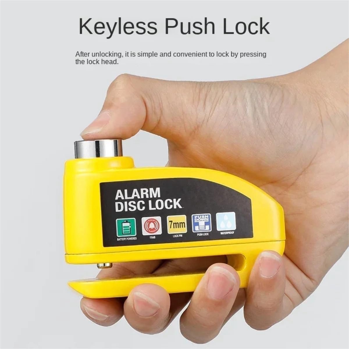 Brake disc lock with alarm - With reminder cable - 7 mm - Motorcycle lock - Scooter lock