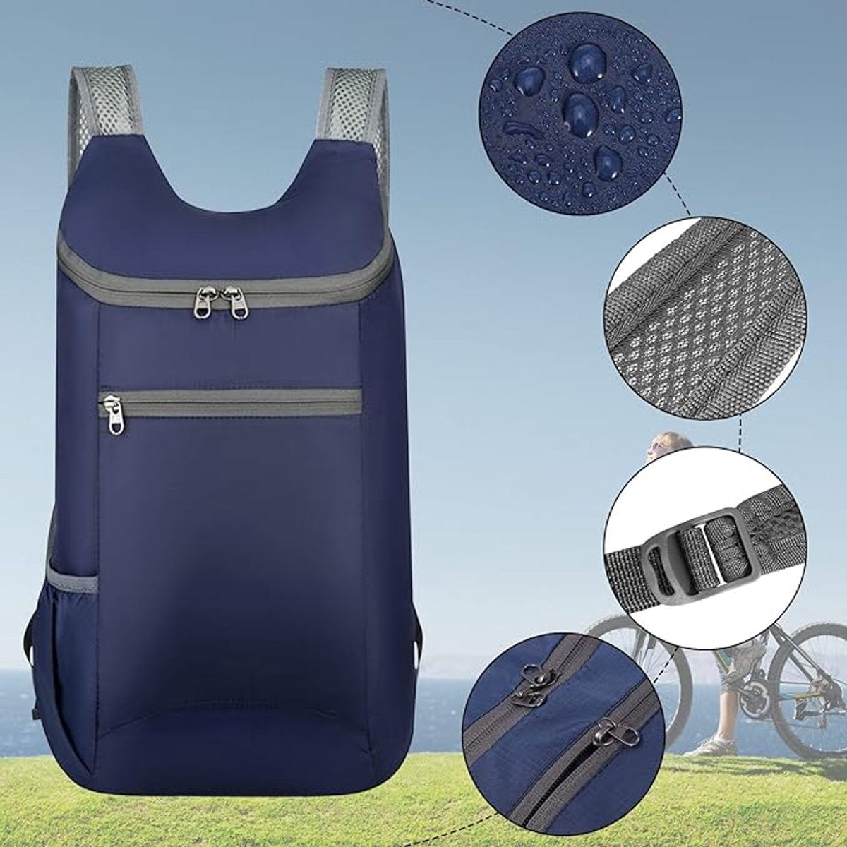 Backpack - Set of 2 Ultralight Foldable Backpacks - Waterproof Hiking Backpack - Ultralight Outdoor Backpack - Foldable Backpack - Ideal for Camping, Hiking, Travel and Sports - Black and Blue
