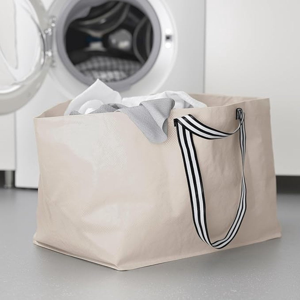 10 IKEA-style quality tote bags, shopping bags, large size, polypropylene, 68 x 36 cm, light beige, size L.