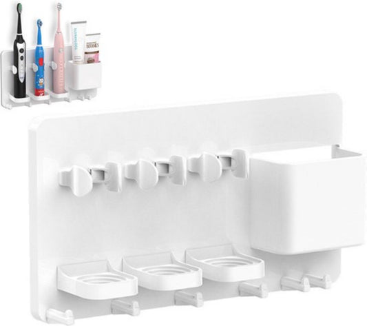 Toothbrush holder - Electric toothbrush holder - High quality - Adjustable - Wall mounted - Drying - Razor blade holder - Bathroom organizer - Universal - Self-adhesive - No brush heads - Wit