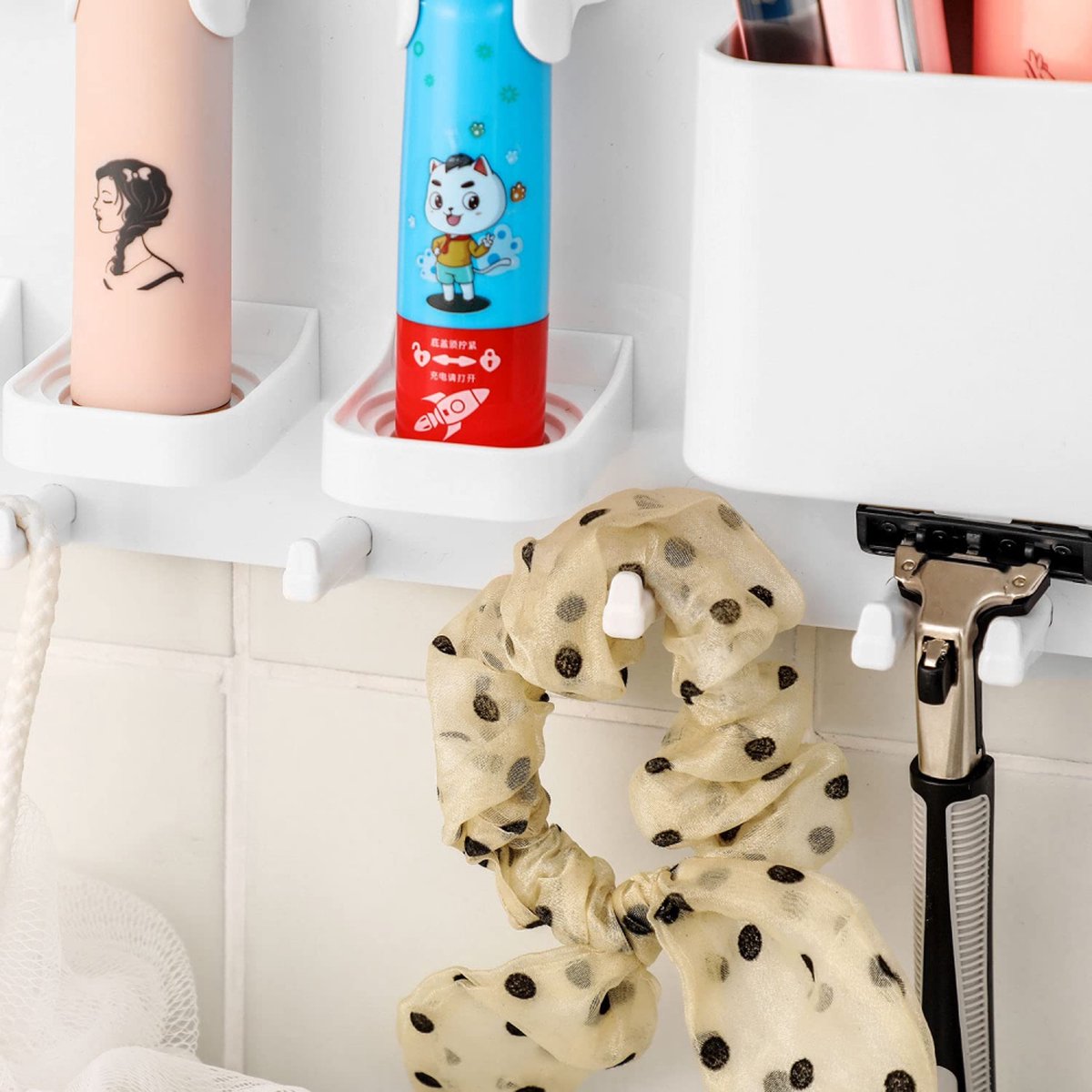 Toothbrush holder - Electric toothbrush holder - High quality - Adjustable - Wall mounted - Drying - Razor blade holder - Bathroom organizer - Universal - Self-adhesive - No brush heads - Wit