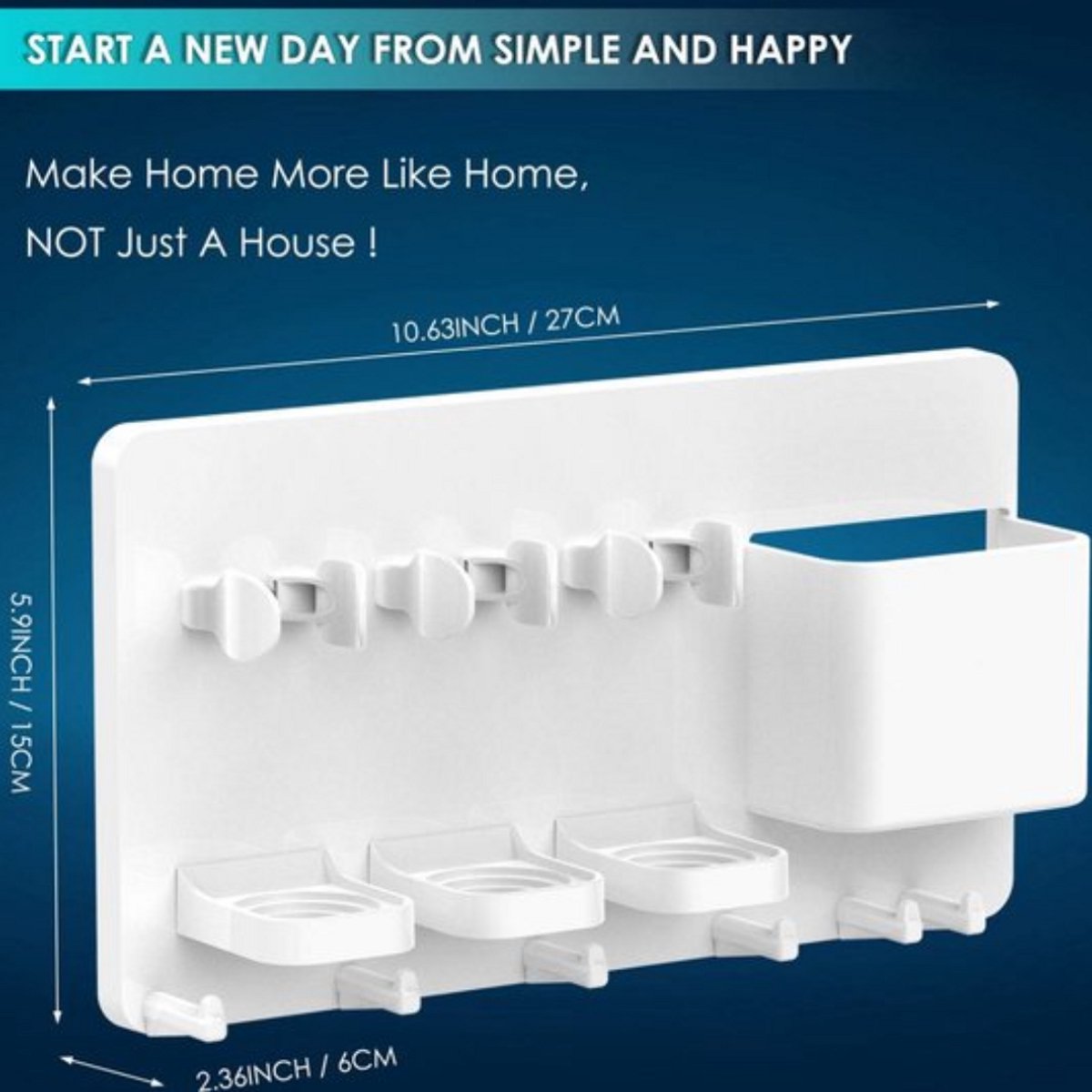 Toothbrush holder - Electric toothbrush holder - High quality - Adjustable - Wall mounted - Drying - Razor blade holder - Bathroom organizer - Universal - Self-adhesive - No brush heads - Wit