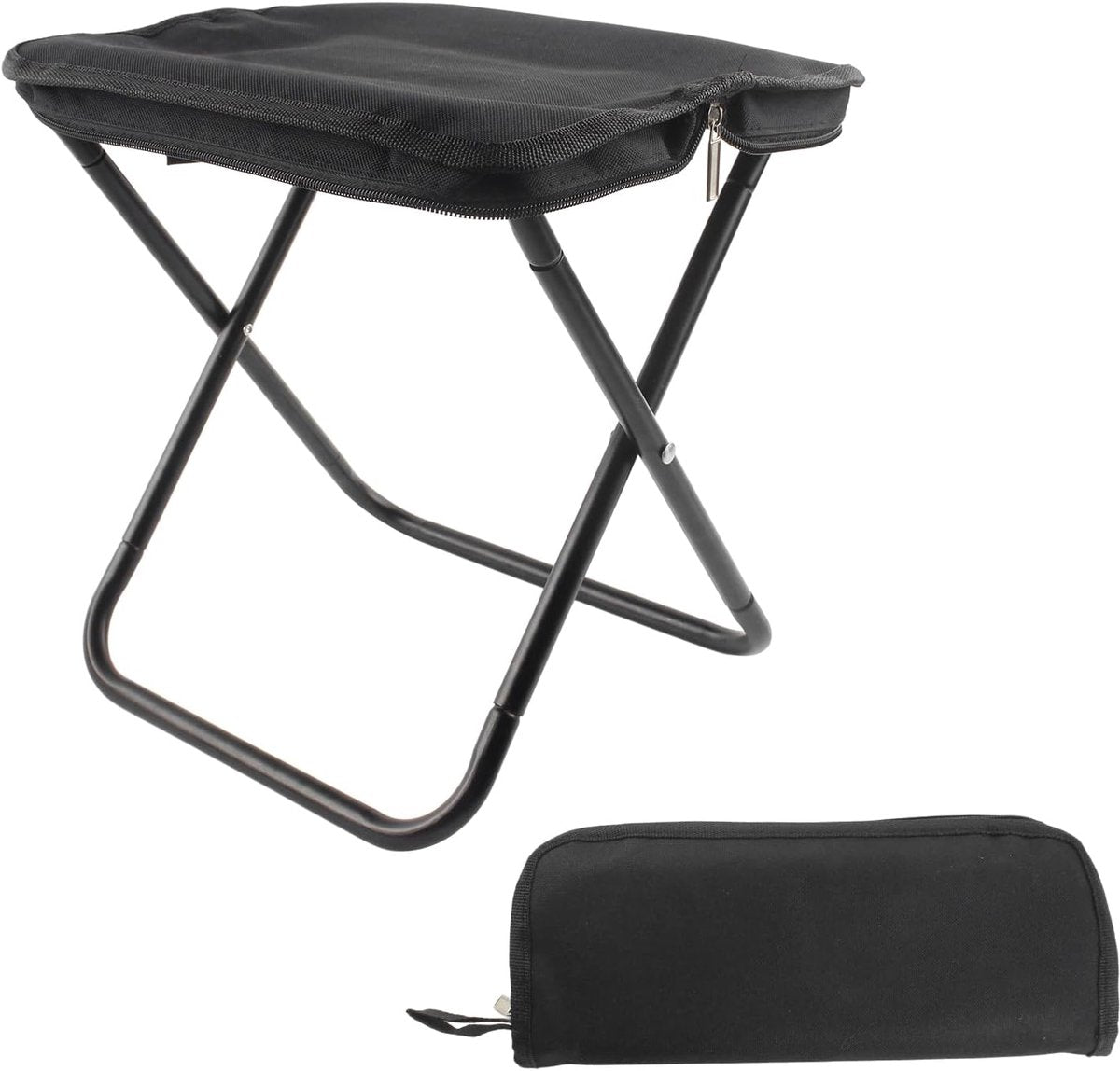Portable folding camping stool with carrying bag, portable folding chair, folding camping stool, outdoor footrest for travel, walking, hiking, fishing, picnics and barbecues (black)