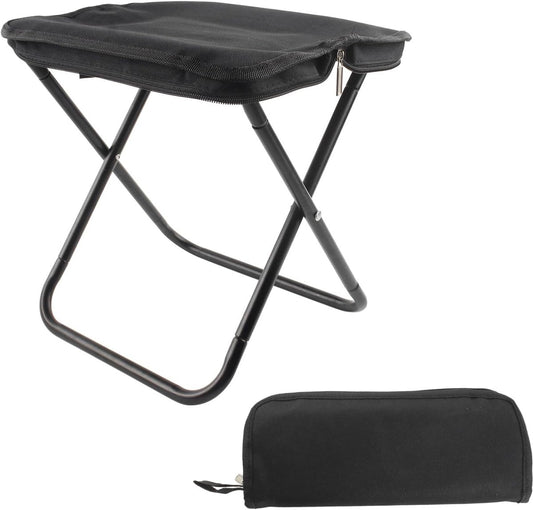 Portable folding camping stool with carrying bag, portable folding chair, folding camping stool, outdoor footrest for travel, walking, hiking, fishing, picnics and barbecues (black)