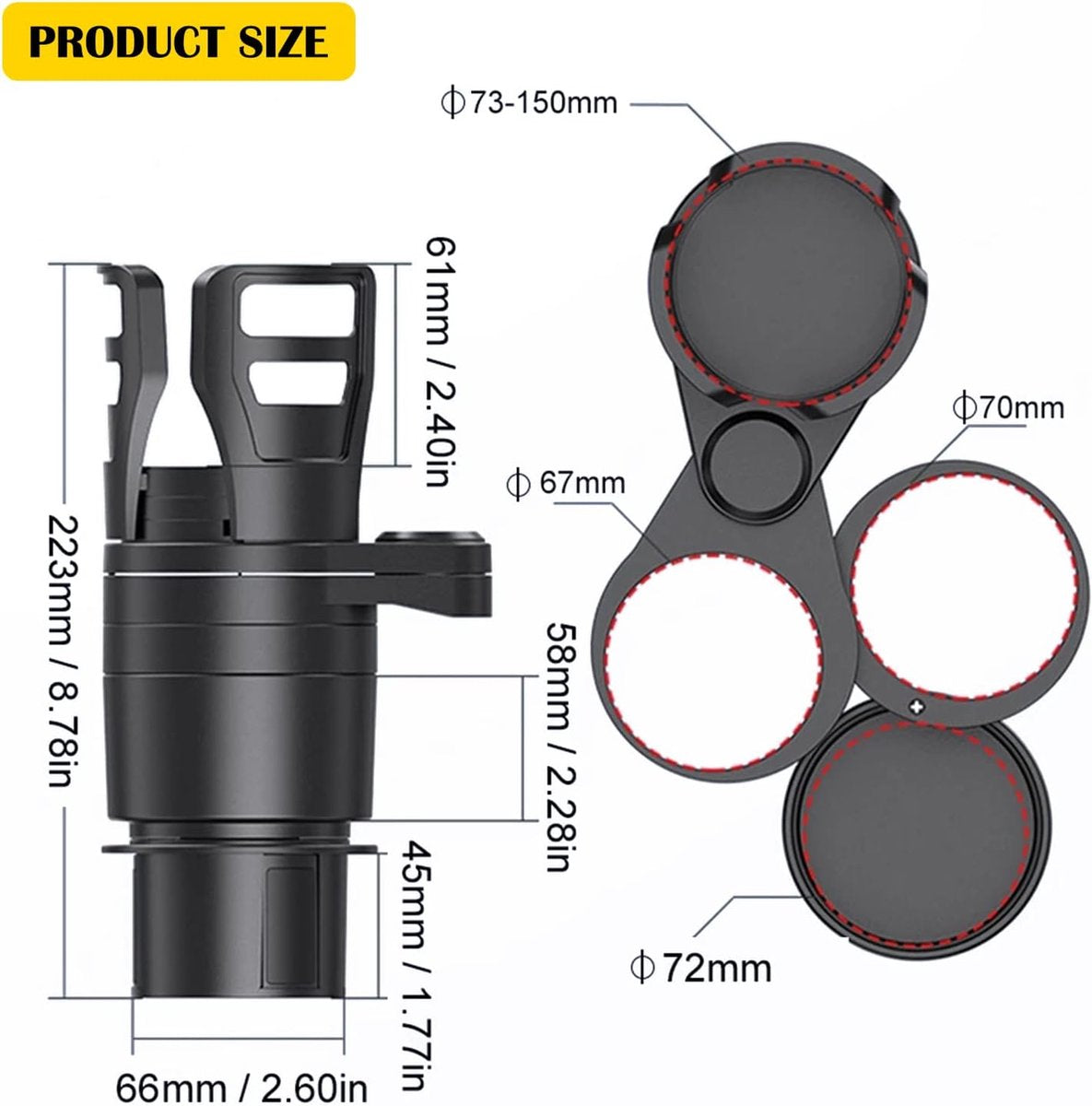 Universal 4-in-1 Car Organizer - Car Seat Organizer - Cup Holder - Drink Holder - Can and Bottle Holder - Car Accessories - High Quality - Coffee Holder - Foldable - Sturdy and Durable - Car Travel