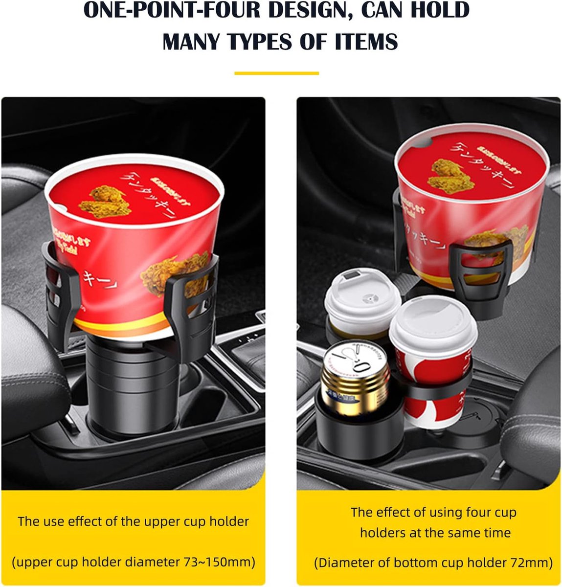 Universal 4-in-1 Car Organizer - Car Seat Organizer - Cup Holder - Drink Holder - Can and Bottle Holder - Car Accessories - High Quality - Coffee Holder - Foldable - Sturdy and Durable - Car Travel