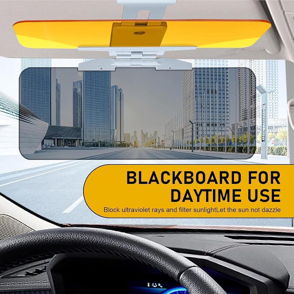 Car Sunshade - 2-in-1 Sunshade Extension - Day and Night Glare Protection - For All Vehicles - Driver and Passenger Side Sunshade
