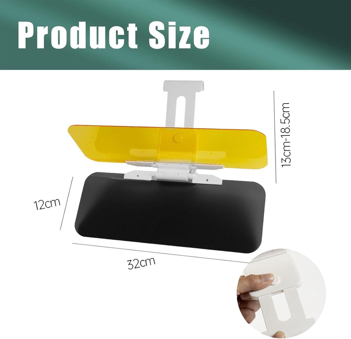 Car Sunshade - 2-in-1 Sunshade Extension - Day and Night Glare Protection - For All Vehicles - Driver and Passenger Side Sunshade