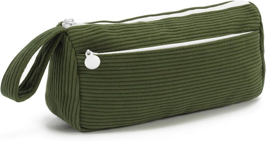 Corduroy pencil case - Pretty pencil case with a practical zipper - Makeup bag - Suitable for school-aged teenagers, boys and girls