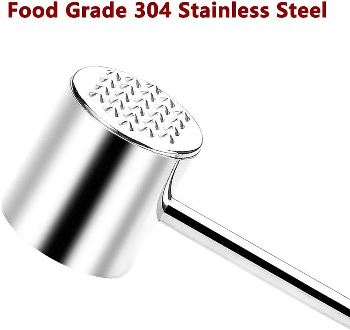 Professional Meat Tenderizer - Meat Mallet - Double-Sided Stainless Steel Meat Tenderizer - Steak Mallet with Non-Slip Wooden Handle - Dishwasher Safe Kitchen Utensil