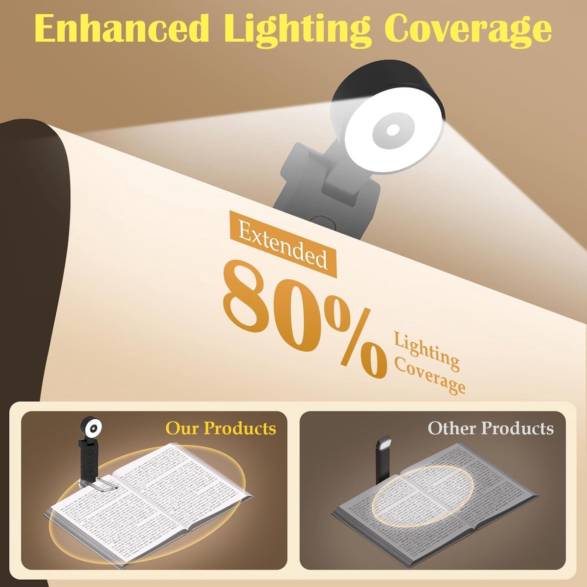 Reading light for books - For bed - With clip - Rechargeable - 5 settings - Bedside lamp - Black