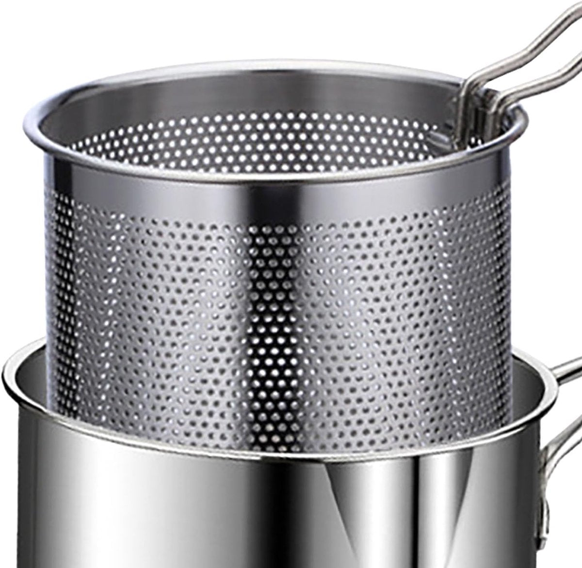 Frying pan - Frying pans - Frying pan set - Stainless steel frying pan with strainer - Portable stainless steel frying pan - Mini shrimp fryer - Small frying basket - Suitable for home cooking