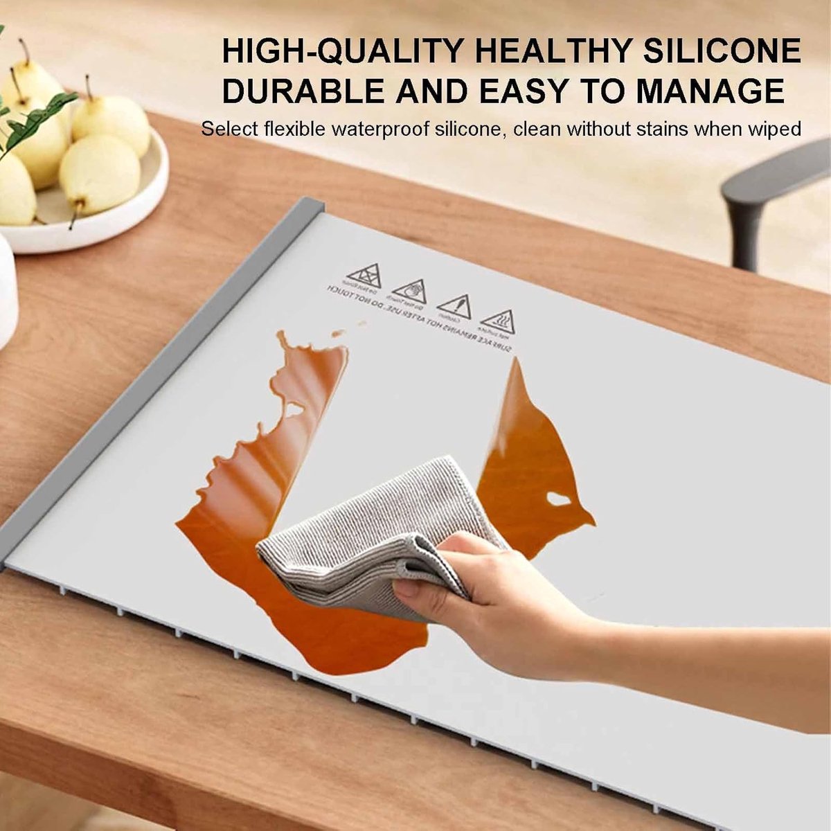 250W roll-up electric hot plate with 8 temperature settings and a 6-hour timer, for buffets, made of waterproof silicone, beige