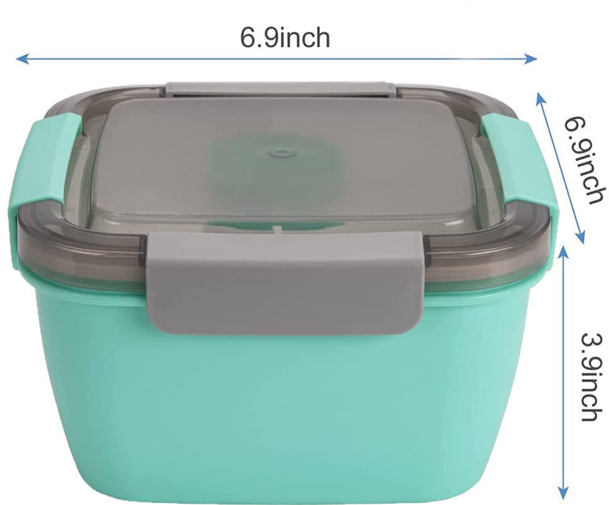 Lunch box - Compartmentalized lunch box - Bento box - Salad lunch box - Salad bowl lunch box - Fruit box for school, work, picnics and travel - 1500 ml 17.4 x 17.4 x 9.6 cm - Vegetables