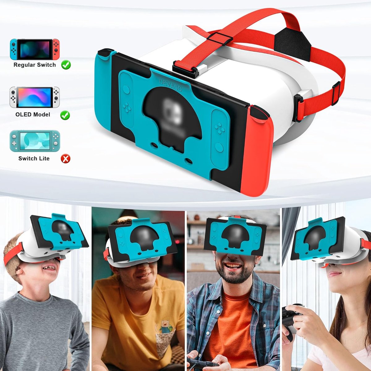 Compatible with Nintendo Switch VR headsets and OLED models, VR virtual reality glasses with adjustable HD lenses, comfortable headband, suitable for Nintendo Switch OLED VR 3D gaming glasses, suitable for boys