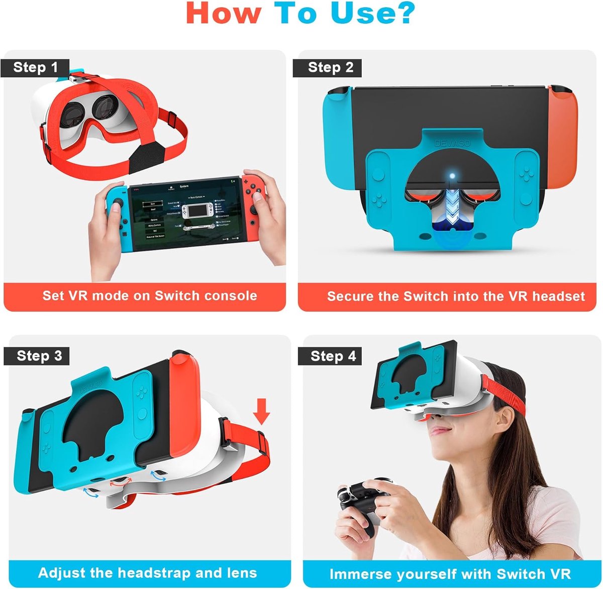Compatible with Nintendo Switch VR headsets and OLED models, VR virtual reality glasses with adjustable HD lenses, comfortable headband, suitable for Nintendo Switch OLED VR 3D gaming glasses, suitable for boys
