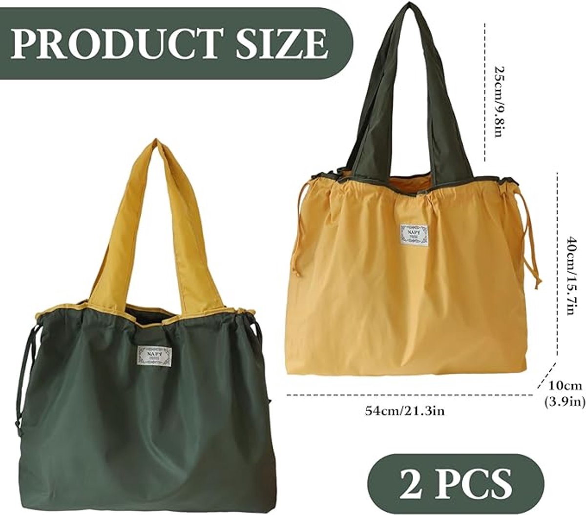 tote bag, shopping bag, foldable shopping bag, set of 2 shopping bags, washable drawstring shopping bag, foldable shopping bag, large tote bag, reusable nylon, foldable shopping bag, camping bag