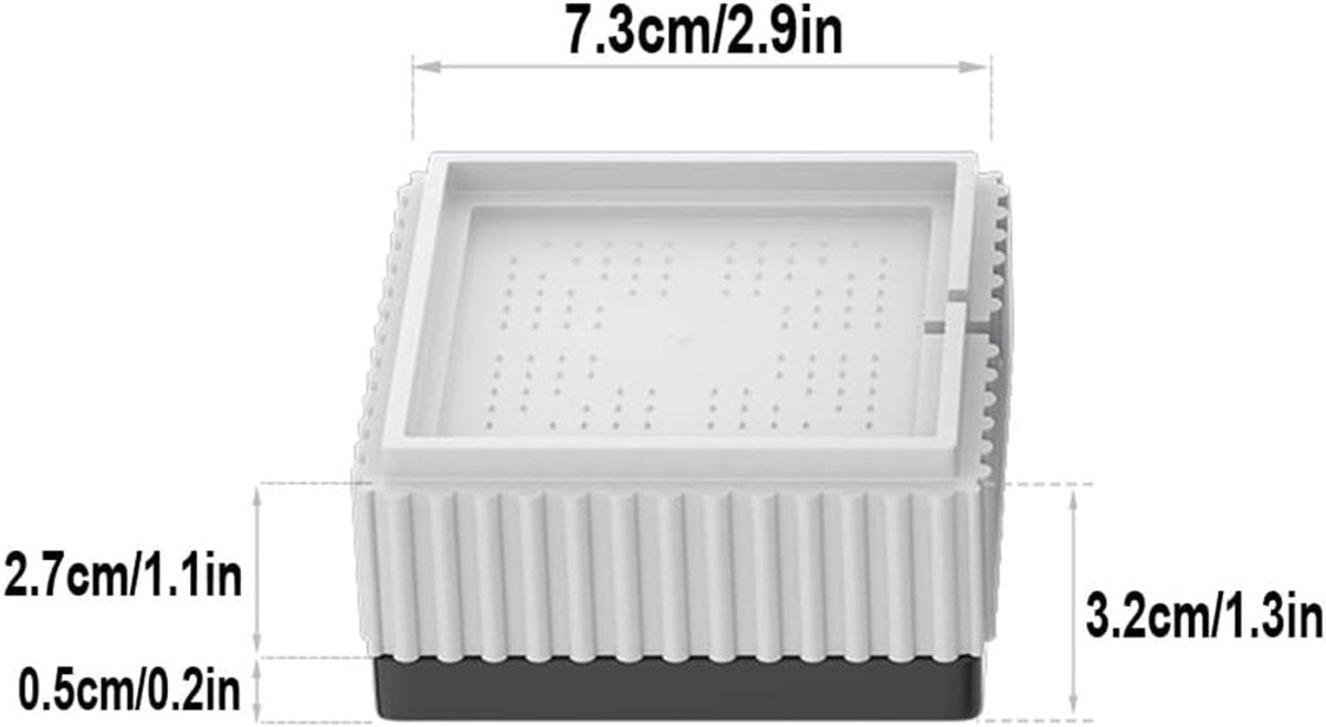 Universal anti-vibration feet - 4x square furniture risers - Stackable table feet for washing machine, non-slip stabilizers for washing machines and furniture (3.3 cm (1.3 inch), White)