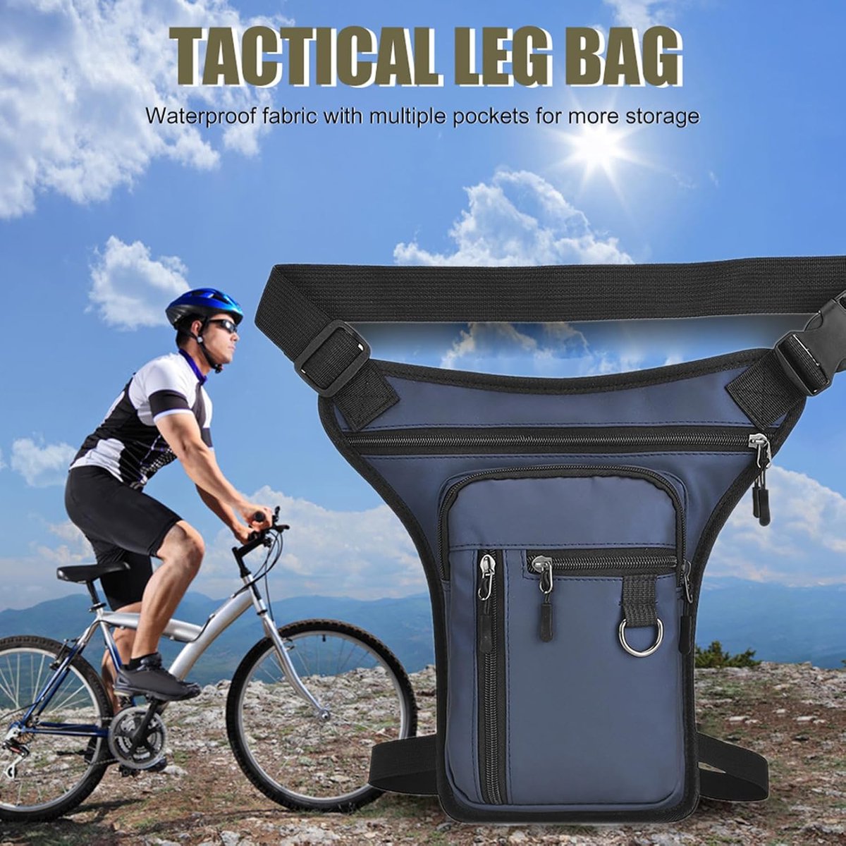 Waterproof Outdoor Waist and Leg Bag with Adjustable Straps for Men and Women - Blauw