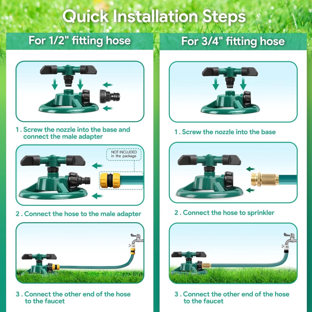 Oscillating Sprinkler - Circular Garden Sprinkler - Rotary Lawn Sprinkler - Sprinkler - Water Sprinkler - Irrigation System - Vegetable Garden