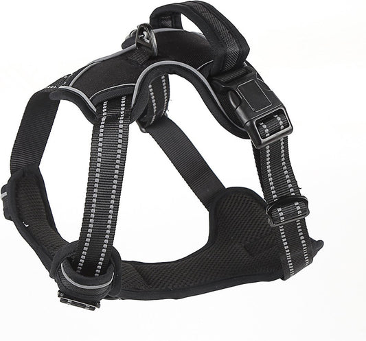 Nixnix - Dog Harness - Size M - Anti-Trek Harness - Dog Harness - Y-Shaped Dog Harness - Reflective - Black
