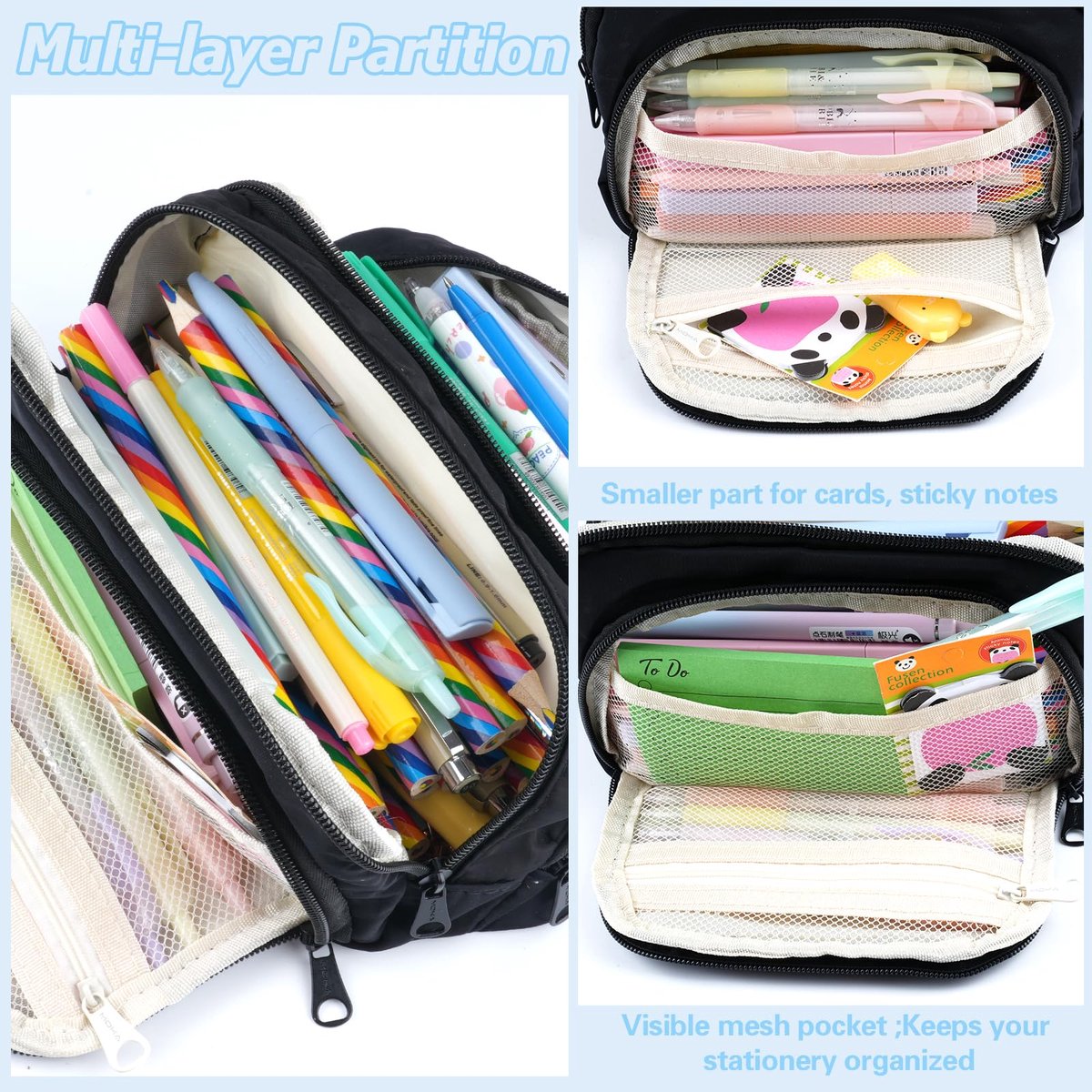 Pencil Case - Pencil Case - Adults - Boys and Girls - School Pencil Case - Black