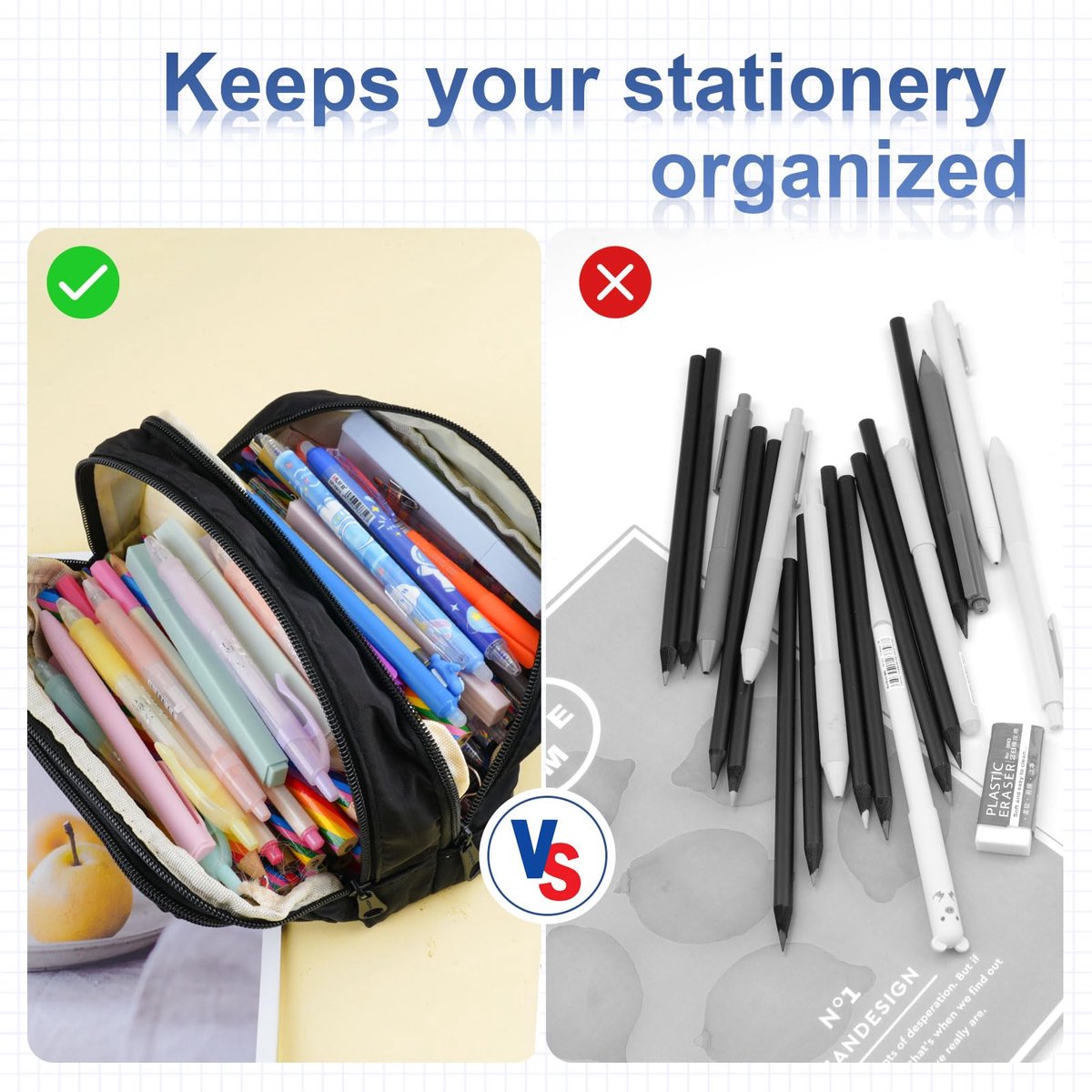 Pencil Case - Pencil Case - Adults - Boys and Girls - School Pencil Case - Black