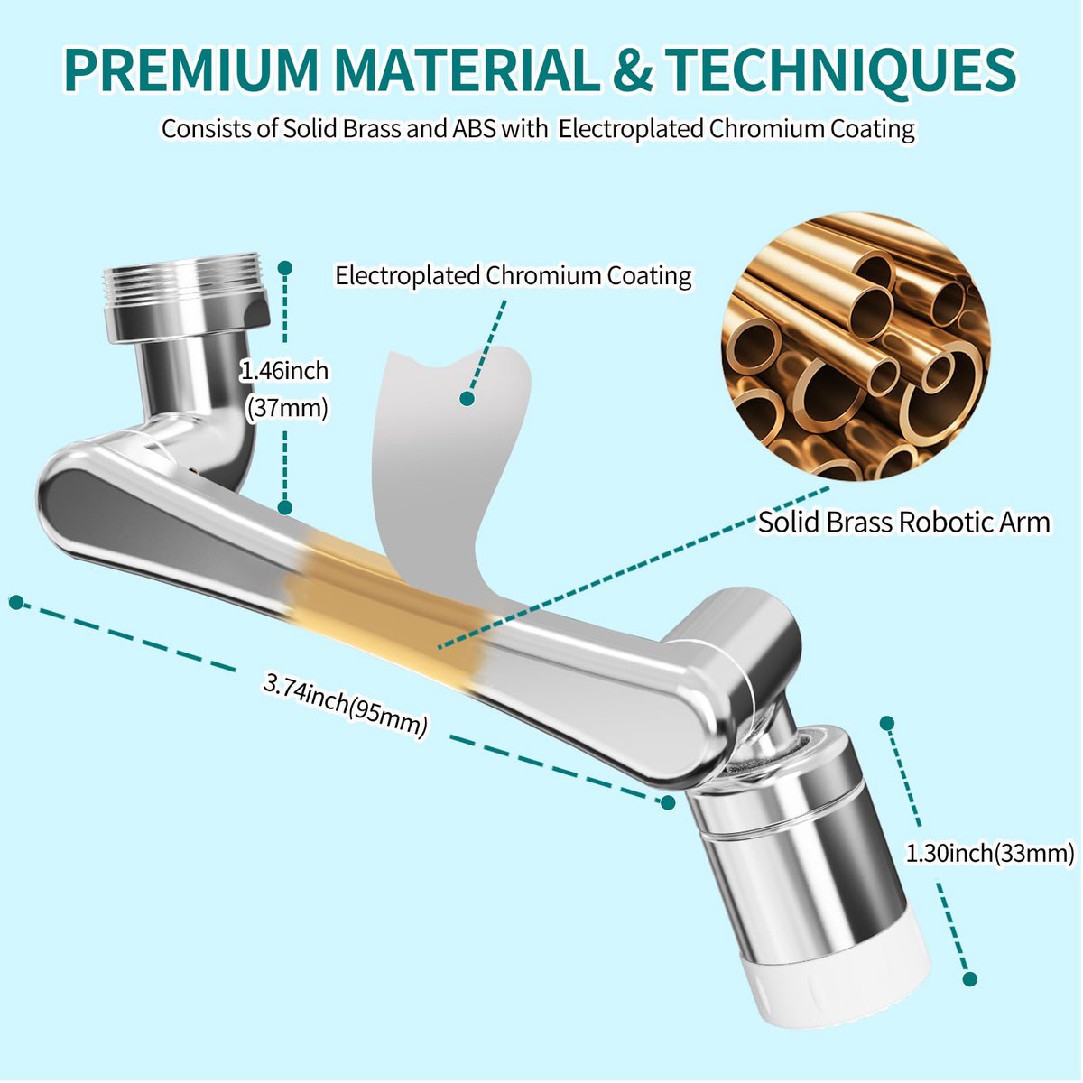 1440° Rotating Faucet - Faucet - Faucet Fitting - Faucet Head - Stainless Steel - Aerator - Rotating - Extension - Water Saving - Kitchen Faucet - Bathroom Faucet - Swivel - Dishwashing - Goud