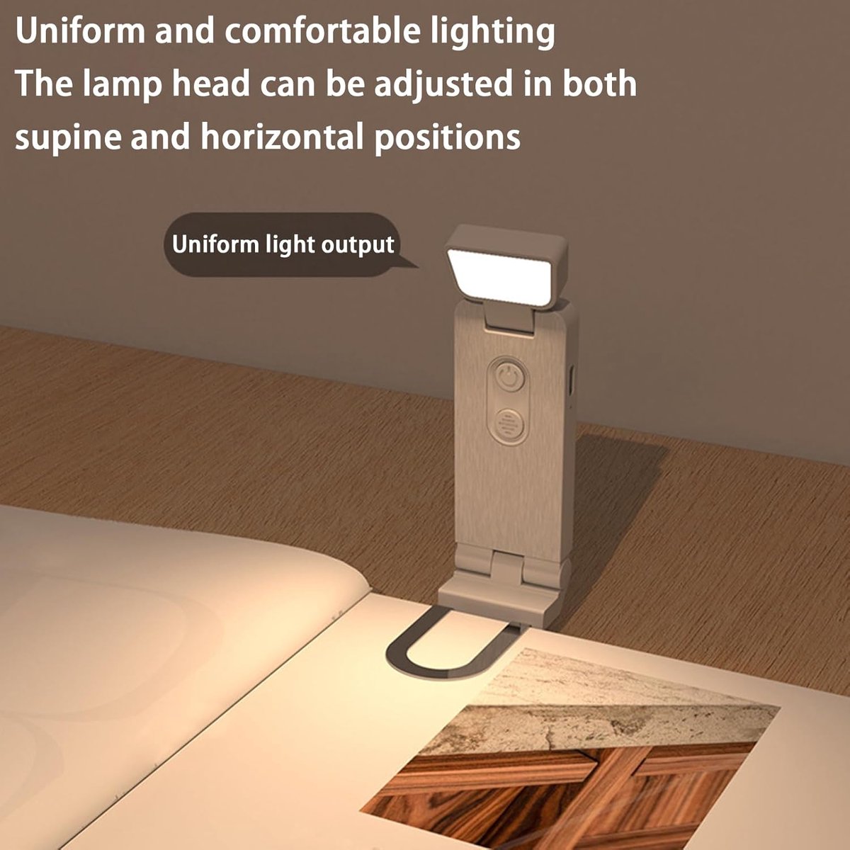 Reading Lamp - Book Lamp with Clip - 6 Lighting Levels - Bedtime Use - Adjustable Intensity - Reading Lamps - USB-C Rechargeable - With