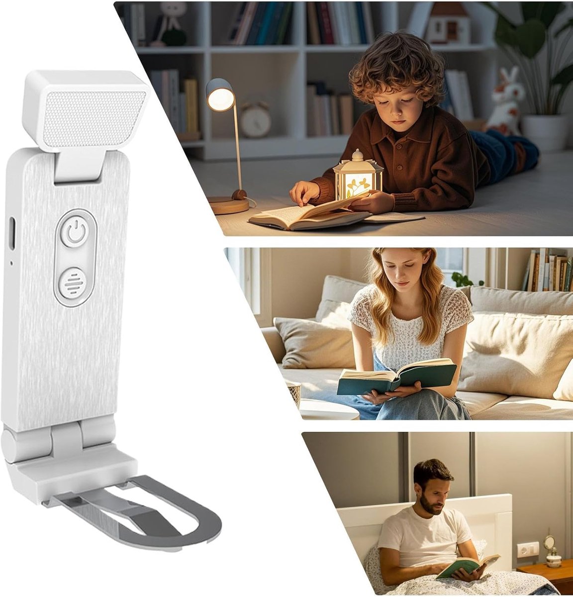 Reading Lamp - Book Lamp with Clip - 6 Lighting Levels - Bedtime Use - Adjustable Intensity - Reading Lamps - USB-C Rechargeable - With