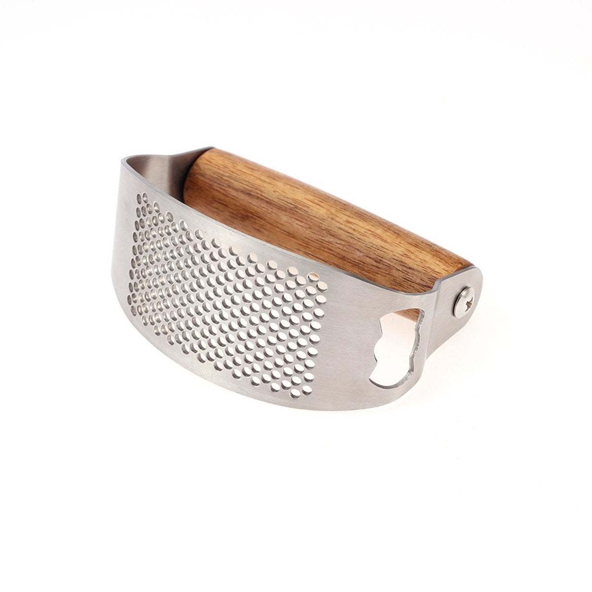 Garlic Press - Stainless Steel Cup - Dishwasher Safe - Garlic Press with High-Quality Wooden Handle - Ergonomic Handle for Garlic Press - Garlic Chopper - 10 x 5.1 cm - Large and Thick