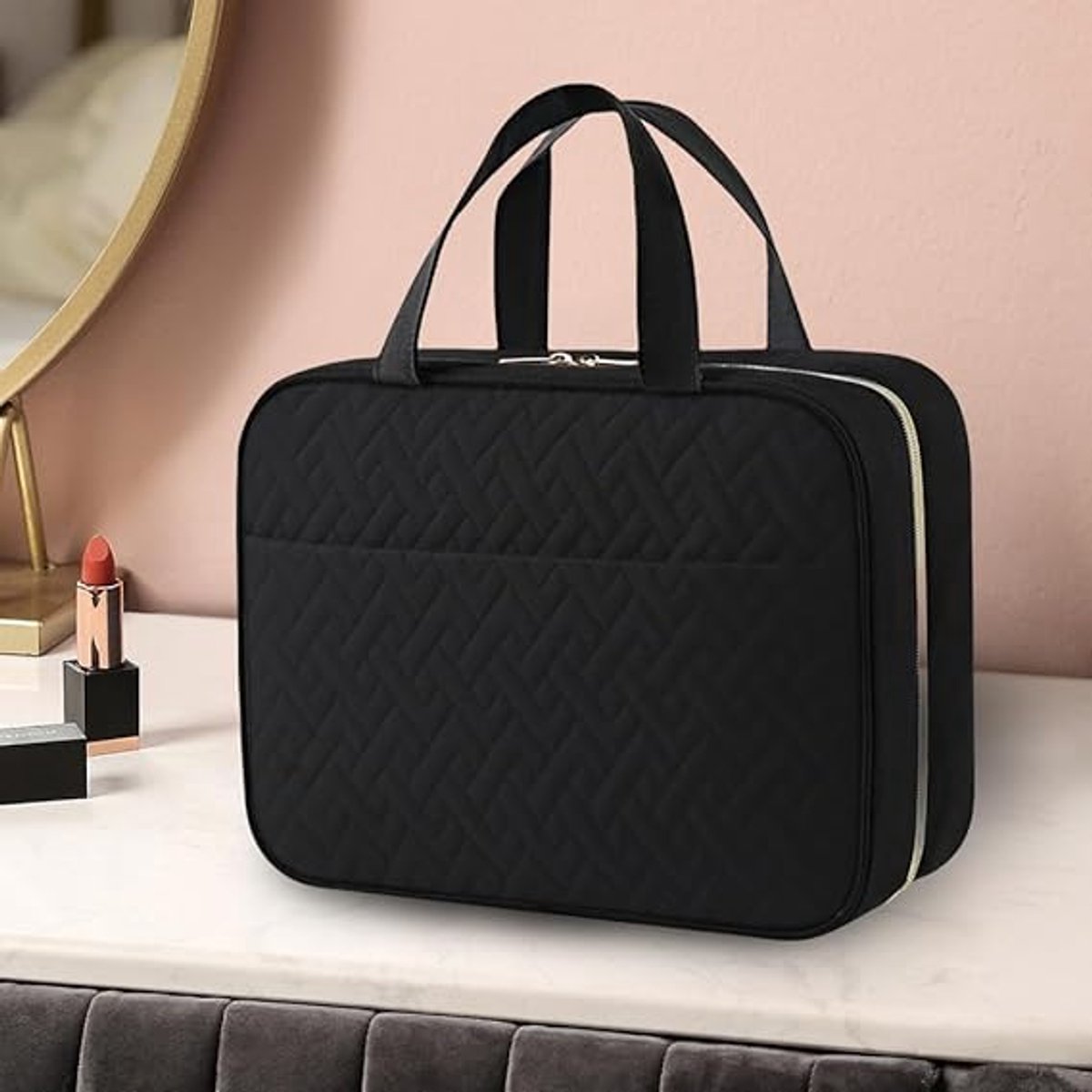 Men's Toiletry Bag - Women's Toiletry Bag - Hanging Toiletry Bag - Practical Travel Toiletry Bag - For Storing Essential Toiletries - Pink