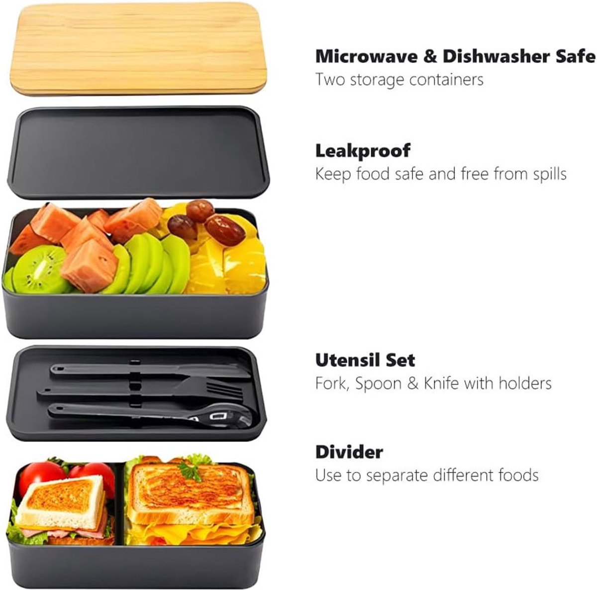 Japanese bento box, ideal lunch box for adults and children, compartmentalized lunch box, perfect for work, school, and baby on the go