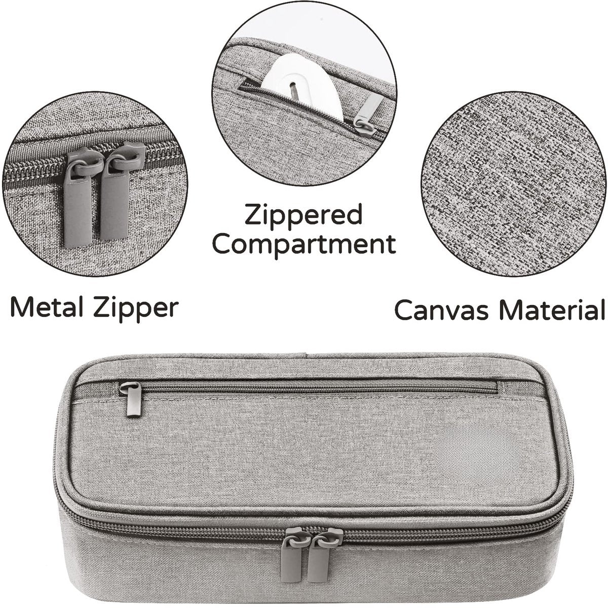 Large capacity pencil case, storage case, high-value, large capacity pencil case, stationery storage, makeup bag, office supplies, gray