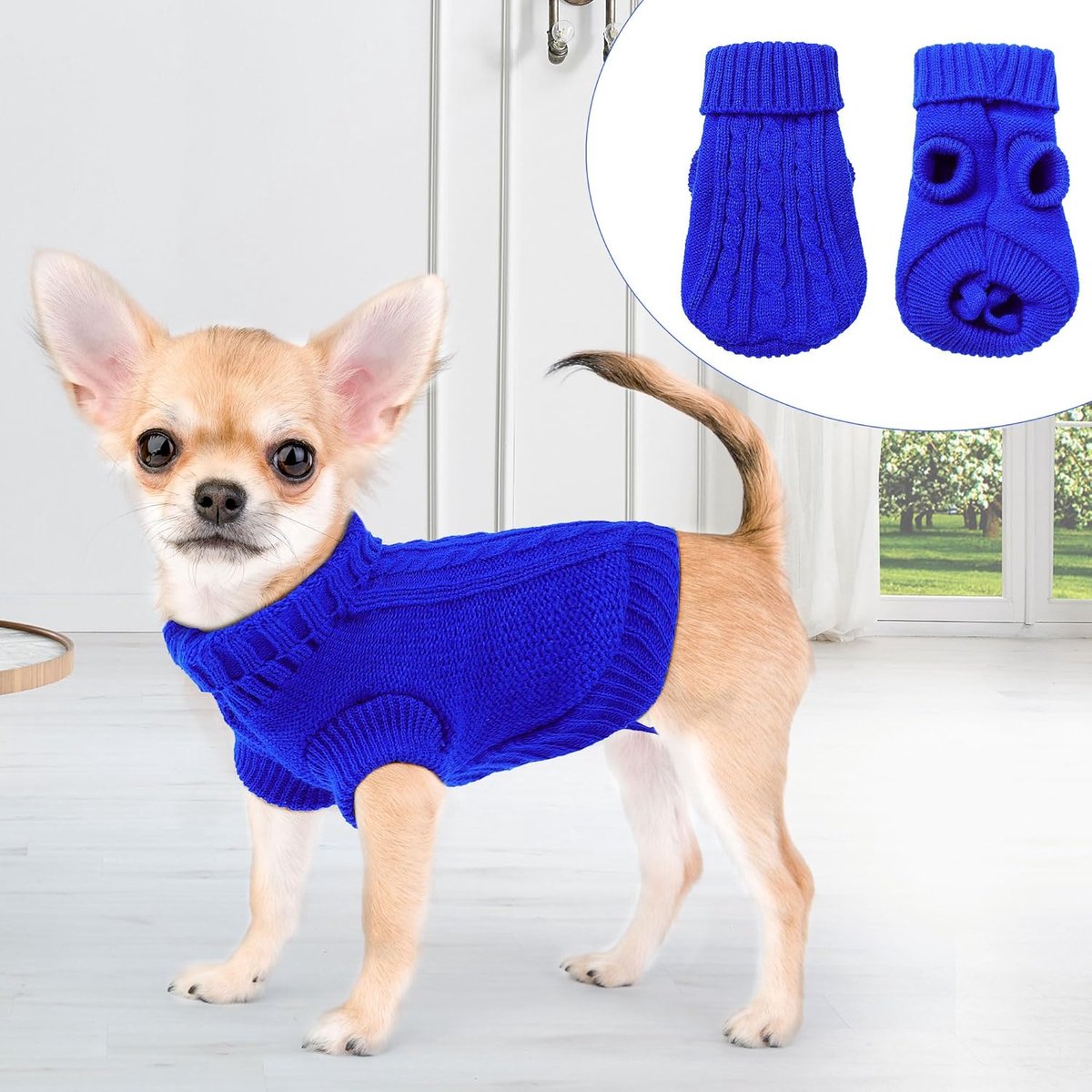 Dog Coat - Dog Sweater - Small Dog Sweater - Warm Dog Coat - Warm Puppy Sweater - Thick Knit Winter Sweater - Soft Roll Neck Sweater - Perfect for Small Dogs and Puppies - Christmas - Size L