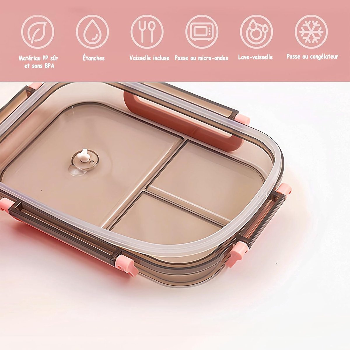 Lunch boxes - Lunch box - Children's lunch box - Adult lunch box - Lunch box compartment - 2-layer integrated lunch box - Leakproof lunch box - With cutlery - For work - School - Picnic - Pink