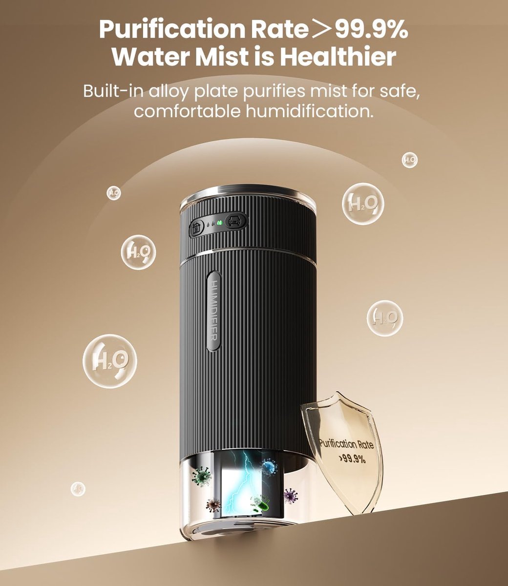 Humidifiers - Air humidifier - Bedroom humidifier - Mini desktop humidifier for travel, office, or children's room - Black