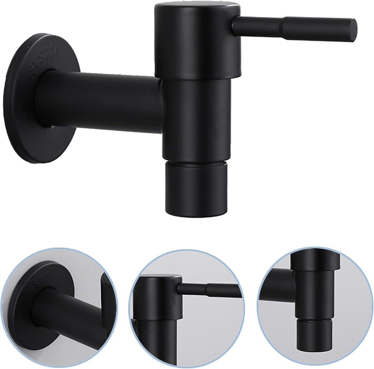 Single black stainless steel wall-mounted cold water kitchen faucet - Bathroom garden faucet - Sink faucet - Cold water bathroom faucet - Garden